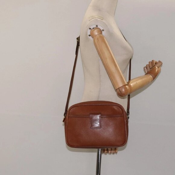 Burberrys Shoulder Bag Leather Brown Gold Auth - Picture 1 of 16